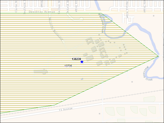 A map of the area immediately surrounding building number 138239