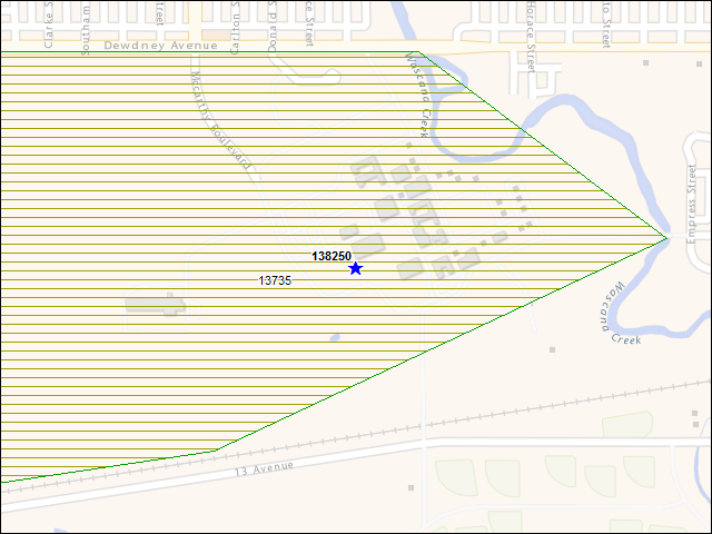 A map of the area immediately surrounding building number 138250