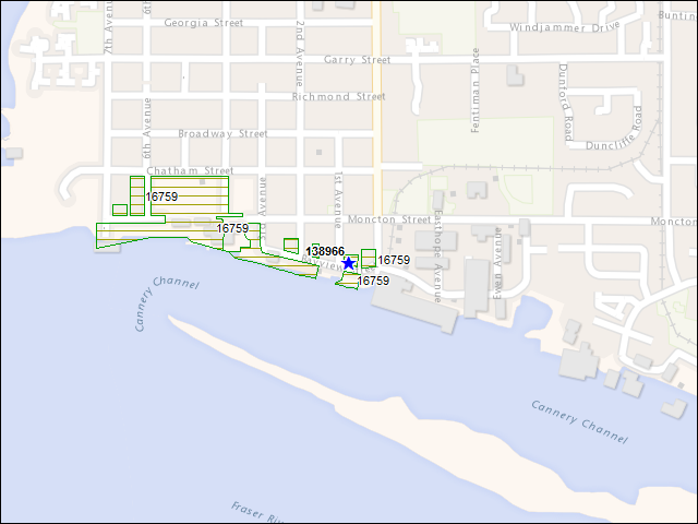 A map of the area immediately surrounding building number 138966