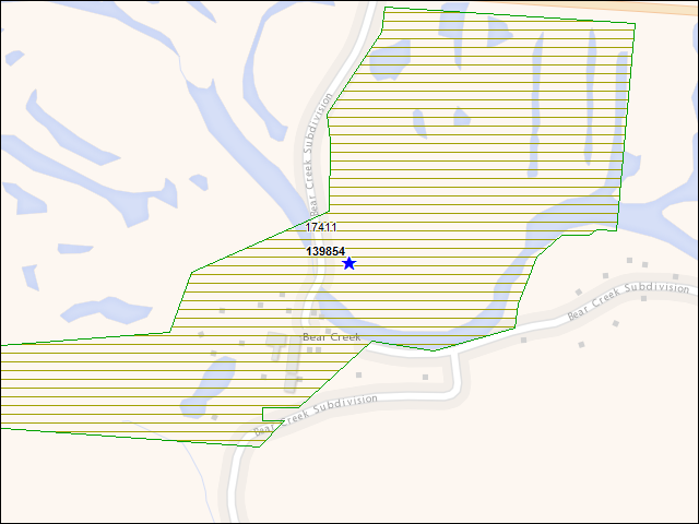 A map of the area immediately surrounding building number 139854