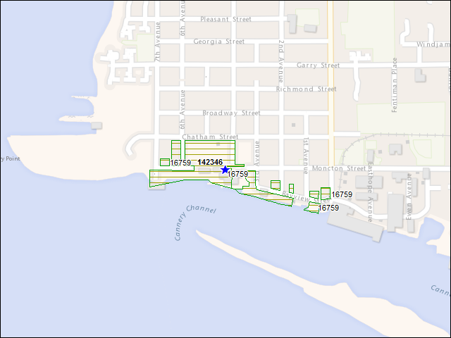 A map of the area immediately surrounding building number 142346