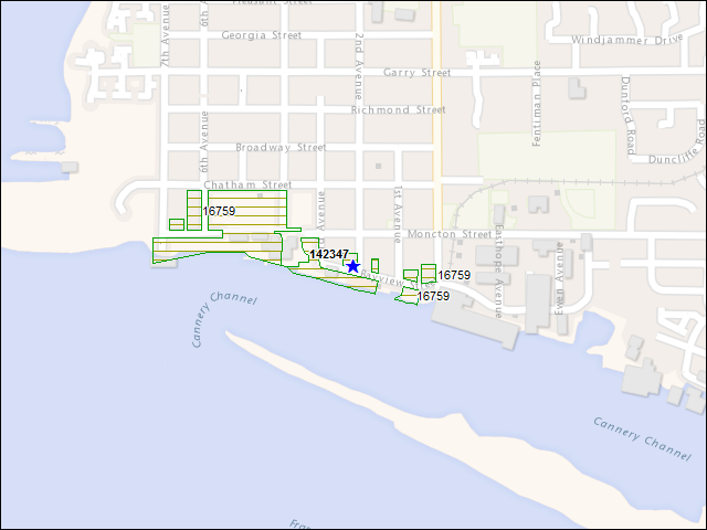 A map of the area immediately surrounding building number 142347