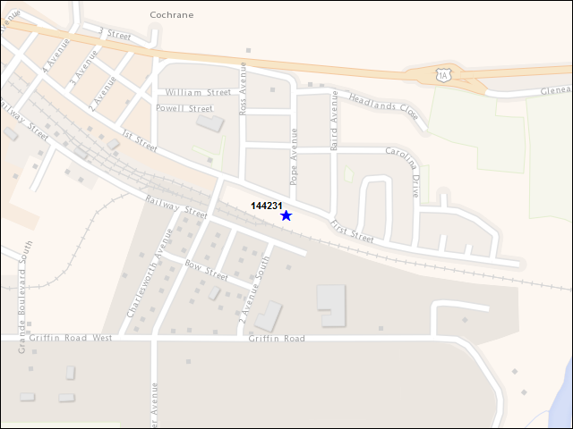 A map of the area immediately surrounding building number 144231