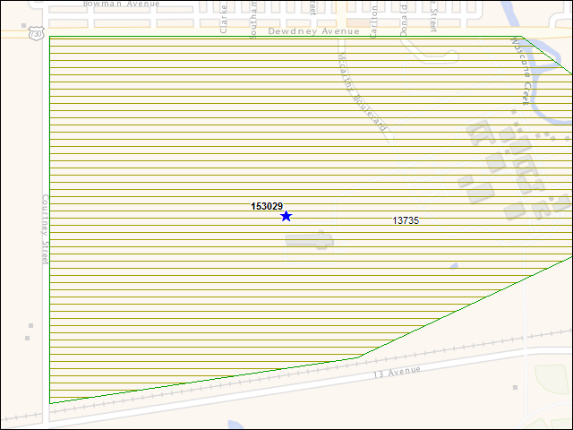 A map of the area immediately surrounding building number 153029