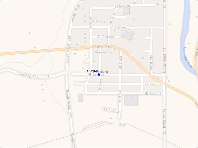 A map of the area immediately surrounding building number 153160