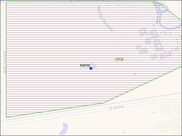 A map of the area immediately surrounding building number 154110