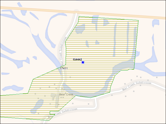 A map of the area immediately surrounding building number 154442