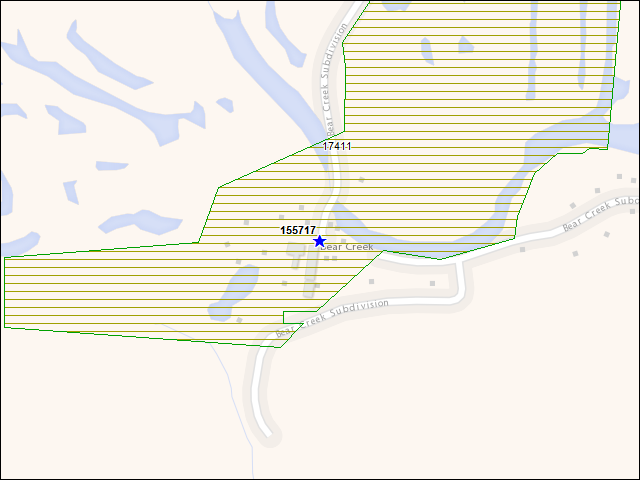 A map of the area immediately surrounding building number 155717