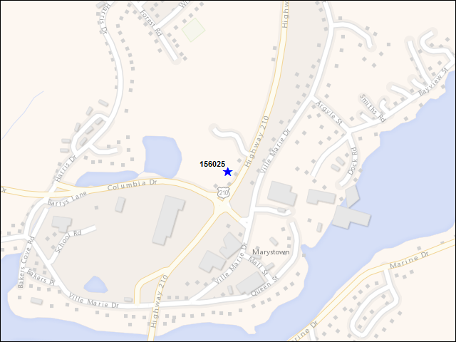A map of the area immediately surrounding building number 156025