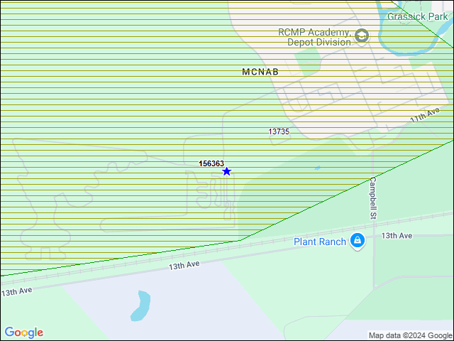 A map of the area immediately surrounding building number 156363