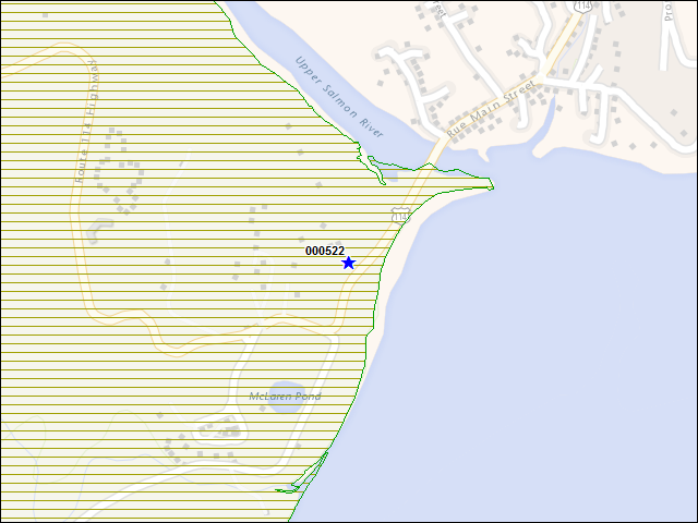 Une carte de la zone qui entoure immédiatement le bâtiment numéro 000522