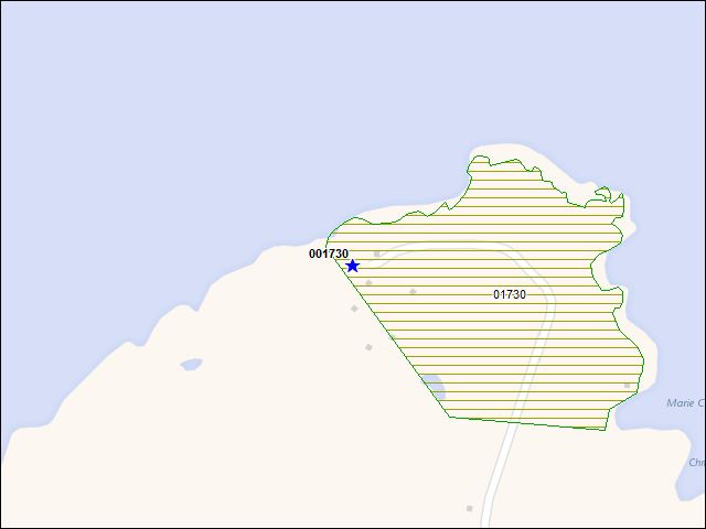 Une carte de la zone qui entoure immédiatement le bâtiment numéro 001730