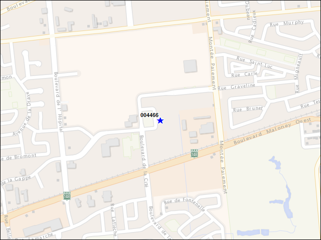 Une carte de la zone qui entoure immédiatement le bâtiment numéro 004466