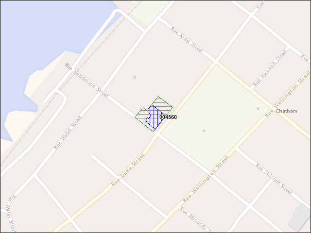 Une carte de la zone qui entoure immédiatement le bâtiment numéro 004560