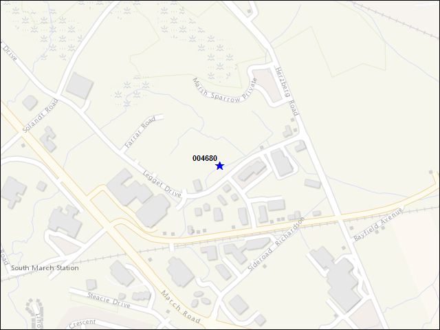 Une carte de la zone qui entoure immédiatement le bâtiment numéro 004680