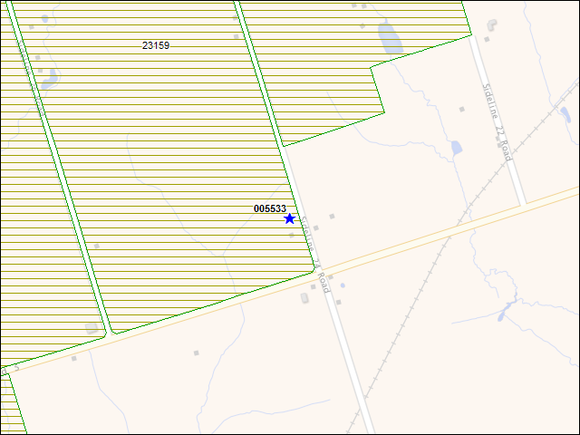 Une carte de la zone qui entoure immédiatement le bâtiment numéro 005533