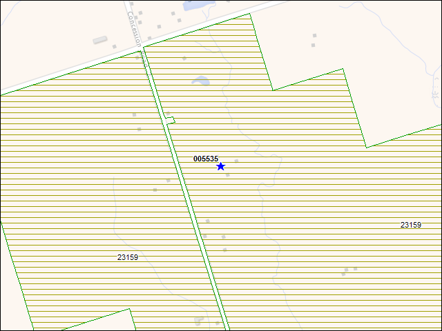 Une carte de la zone qui entoure immédiatement le bâtiment numéro 005535