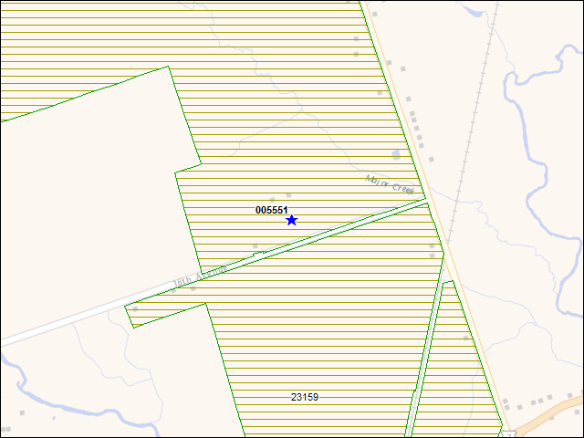 Une carte de la zone qui entoure immédiatement le bâtiment numéro 005551