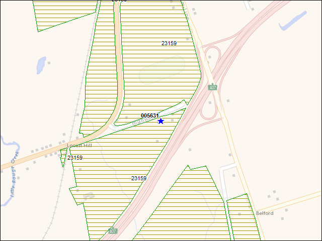 Une carte de la zone qui entoure immédiatement le bâtiment numéro 005631