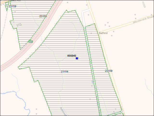 Une carte de la zone qui entoure immédiatement le bâtiment numéro 005645