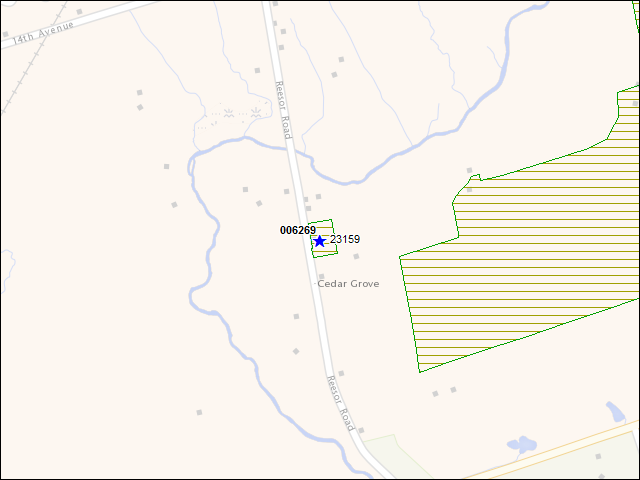 Une carte de la zone qui entoure immédiatement le bâtiment numéro 006269