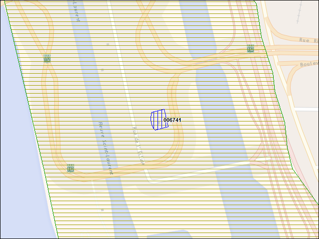 Une carte de la zone qui entoure immédiatement le bâtiment numéro 006741