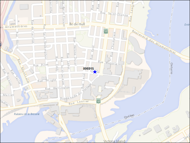 Une carte de la zone qui entoure immédiatement le bâtiment numéro 006915