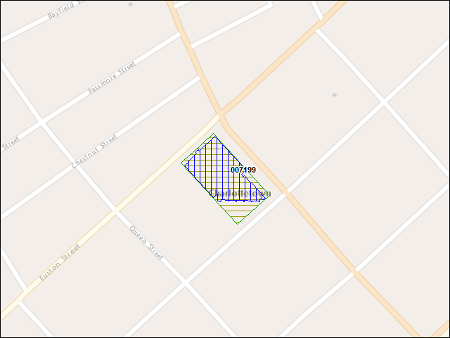 Une carte de la zone qui entoure immédiatement le bâtiment numéro 007199