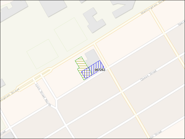 Une carte de la zone qui entoure immédiatement le bâtiment numéro 007253