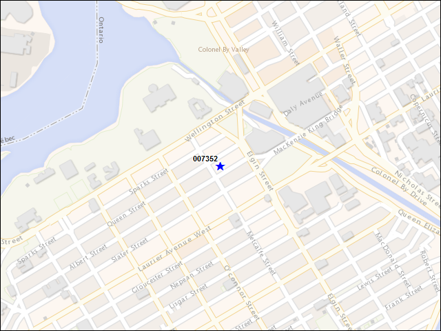 Une carte de la zone qui entoure immédiatement le bâtiment numéro 007352