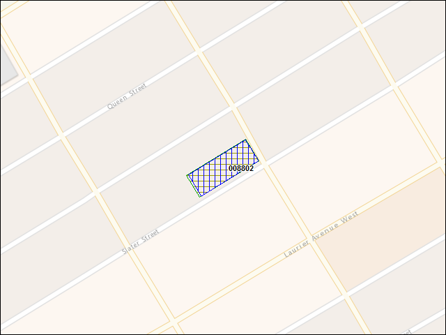 Une carte de la zone qui entoure immédiatement le bâtiment numéro 008802