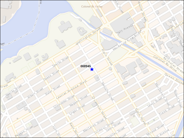 Une carte de la zone qui entoure immédiatement le bâtiment numéro 008945