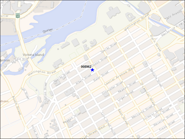 Une carte de la zone qui entoure immédiatement le bâtiment numéro 008962