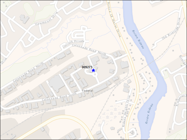 Une carte de la zone qui entoure immédiatement le bâtiment numéro 009273