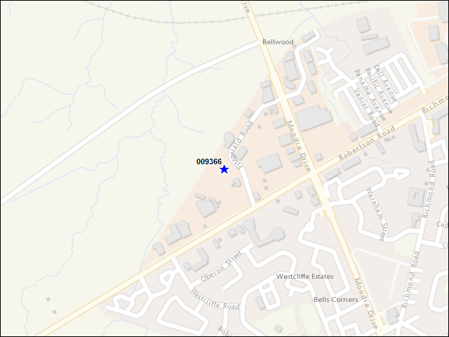 Une carte de la zone qui entoure immédiatement le bâtiment numéro 009366