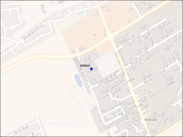 Une carte de la zone qui entoure immédiatement le bâtiment numéro 009641