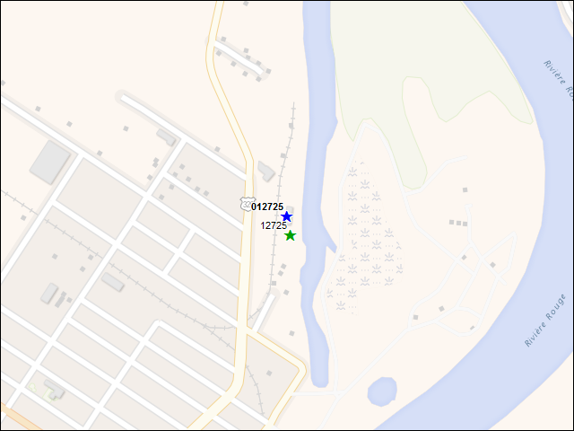 Une carte de la zone qui entoure immédiatement le bâtiment numéro 012725