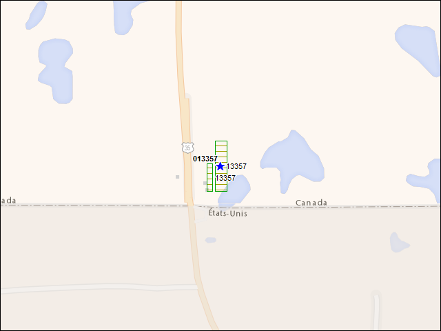 Une carte de la zone qui entoure immédiatement le bâtiment numéro 013357