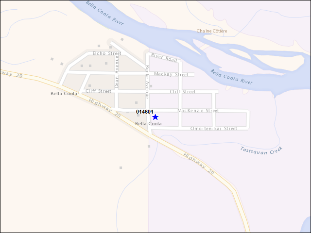 Une carte de la zone qui entoure immédiatement le bâtiment numéro 014601