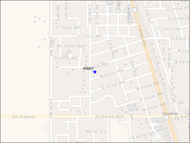 Une carte de la zone qui entoure immédiatement le bâtiment numéro 015077