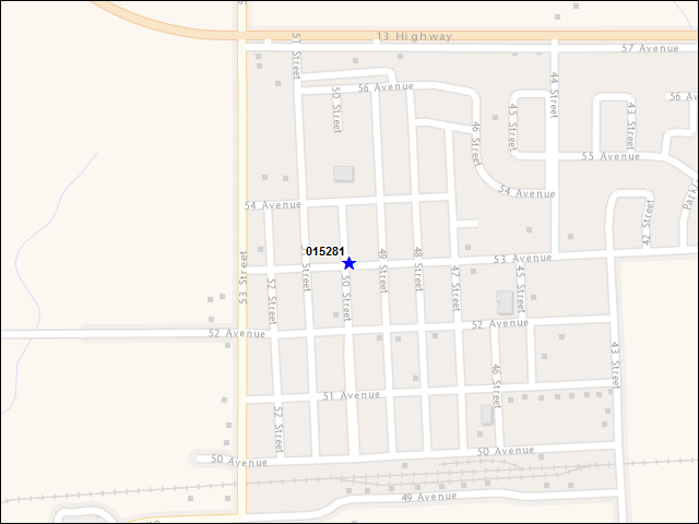 Une carte de la zone qui entoure immédiatement le bâtiment numéro 015281