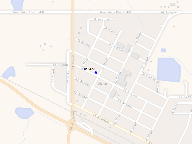 Une carte de la zone qui entoure immédiatement le bâtiment numéro 015427