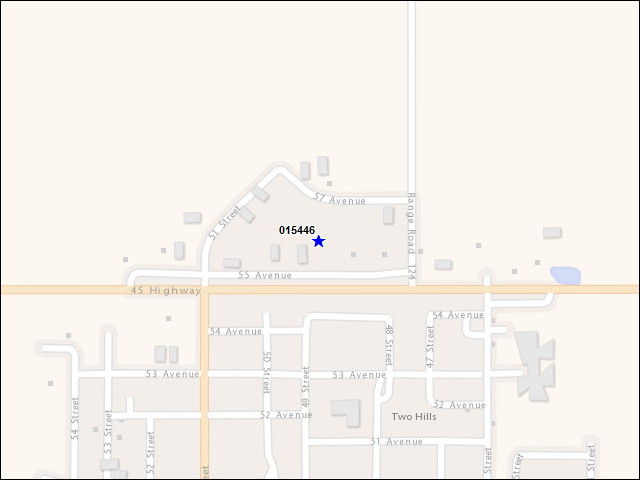 Une carte de la zone qui entoure immédiatement le bâtiment numéro 015446
