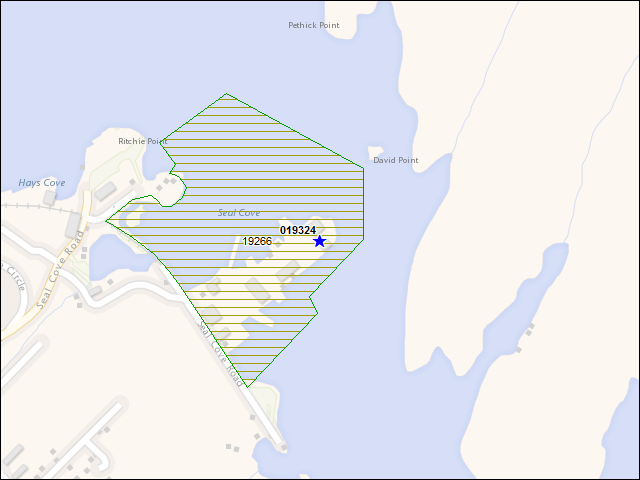 Une carte de la zone qui entoure immédiatement le bâtiment numéro 019324