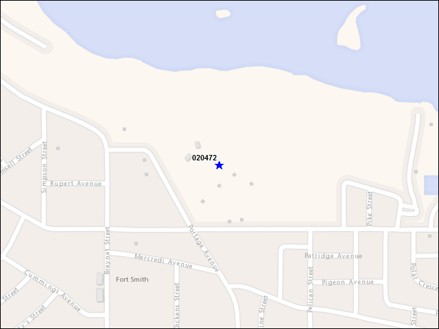 Une carte de la zone qui entoure immédiatement le bâtiment numéro 020472