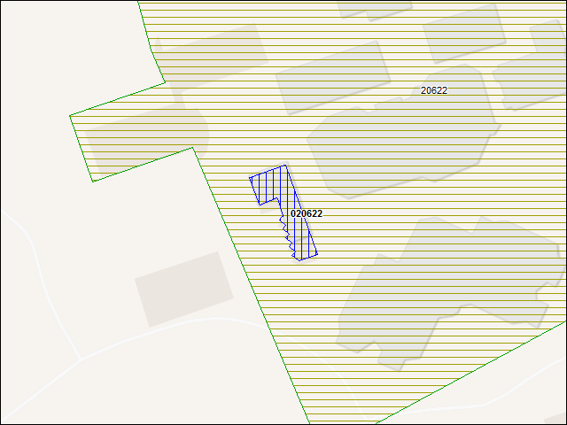 Une carte de la zone qui entoure immédiatement le bâtiment numéro 020622