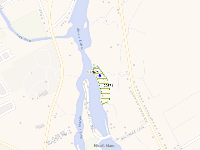 Une carte de la zone qui entoure immédiatement le bâtiment numéro 022671