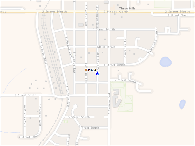 Une carte de la zone qui entoure immédiatement le bâtiment numéro 031434