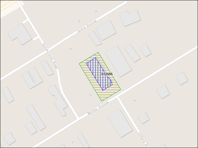 Une carte de la zone qui entoure immédiatement le bâtiment numéro 032595