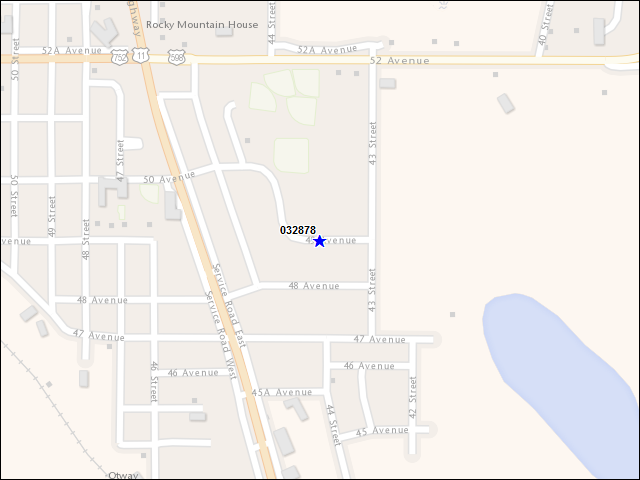 Une carte de la zone qui entoure immédiatement le bâtiment numéro 032878